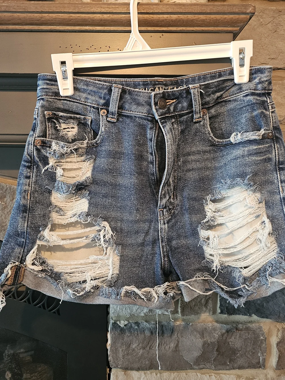 American Eagle Outfitters Distressed Denim Jean Shorts - Blue